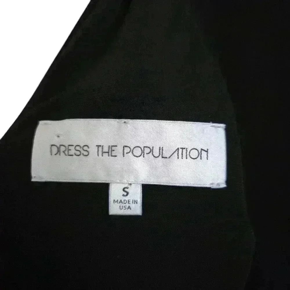 Dress the Population Black Sequined Deep V-Back Mini Dress Size Small #069 - Picture 5 of 8
